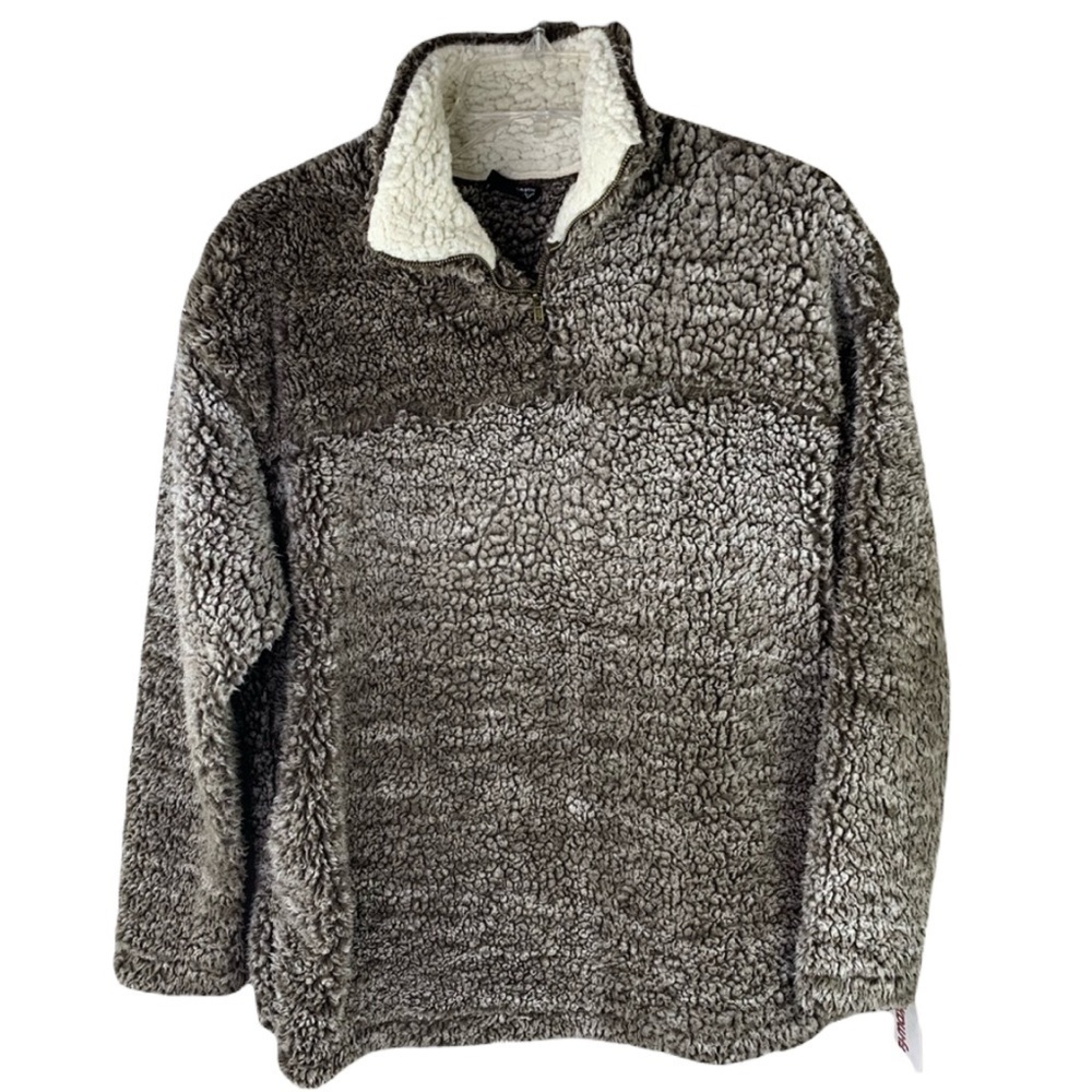 Sherpa Teddy Style 1:4 Zip Pop Over Sweater Size Small